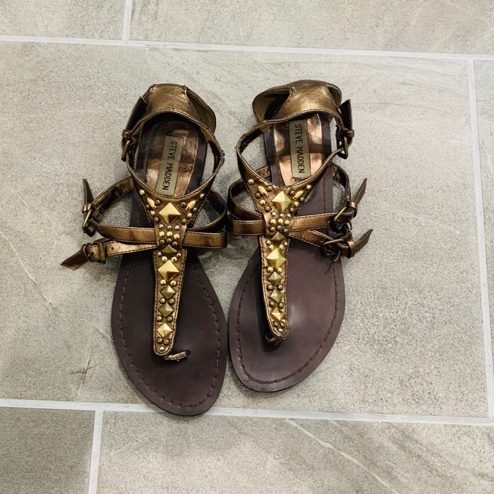 steve madden bronze stud sandals!